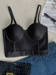 Apperloth A Top corto de malla sexy para festival de música, informal, negro, de verano - Negro - Ver 7