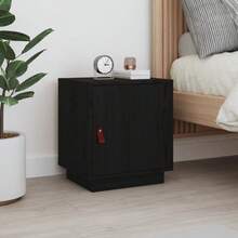 Comodino vidaXL nero, 40x34x45 cm, in legno massello di pino. - nero - Visualizzare 1