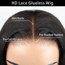 DDl Wigs Human Hair Pre Plucked Pre Cut 6x4 Straight Lace Front Wigs Human Hair 20 Inch Hd Lace Front Closure Wigs For Women 180% Density Wear And Go L Wig Ready To Wear Black - 自然黑 - 查看 3