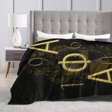 [Personalized Flannel Blanket]Alpha Phi Alpha Fraternity Inspi Ultra-Soft Flannel Blanket - Black With Golden Greek Letter Design, Warm & Cozy All-Season Throw For Living Room, Office, Travel - Perfect Gift For Home Decor & Fraternity Members, Fraternity Blanket, Office Comfort Item, Sophisticated Design, Durable Comfort - 30英寸x40英寸 - 查看 4