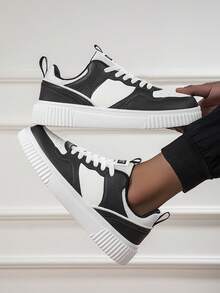 أحذية كاجوال يونيسكس، المقاس 36-45، أربطة، قاع ناعم مريح، أحذية رياضية خفيفة الوزن ذات رقبة منخفضة للاستخدام اليومي، لون أبيض وأسود، أحذية تزلج بأربطة وأصابع مستديرة، أحذية رياضية بيضاء للرجال، أحذية مسطحة للرجال