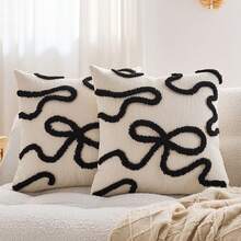 Pernă decorativă brodată în stil nordic, 45*45 cm, cu ciucuri din pluș pentru canapea, pat, scaun la fereastră (1 buc., 2 buc. opțional)