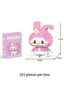 Seturile de blocuri de construcție Sanrio Hello Kitty My Melody Sanrio pot îmbunătăți concentrarea, decorarea camerei cu blocuri de construcție, cadouri de ziua de naștere, seturi de materiale pentru artizanat, model de animale de asamblat, personaje. (Cutie de culori ambalaj aleatoriu) - Multicolor - Vizualizare 16
