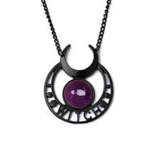 Rrdaily Gothic Moon Crystal Necklace Punk Style Moon Pendant Necklaces Vintage Black Crescent Necklace Dark Gothic Necklaces Costume Jewelry New Year Jewelry For Women{Inchcolor_nameinch:InchPurple2inch} - 紫色2 - 查看 2