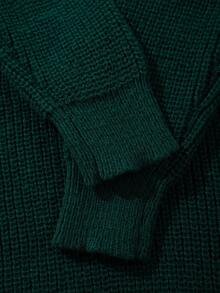 Jersey de punto texturizado casual y ligero, diseño minimalista, corte holgado con cuello redondo, apto para otoño/invierno, unisex - Verde Oscuro - Ver 6