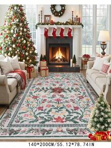 1 pièce Tapis de style boho moderne de jardin parisien floral pour le salon, tapis imprimé vintage rustique antidérapant pour la chambre, la salle à manger, le dortoir, le bureau, la décoration de la maison