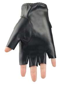 1 par de guantes sin dedos de estilo punk con correa hueca y remaches, guantes de piel de PU sexy sin dedos para hombres y mujeres, adecuados para exteriores, casual, fiesta, actuación