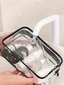 Women's Large Capacity Zipper Cosmetic Travel Organizer Bag - High Quality Makeup Bag, Toiletry Bag, Lightweight PVC Material, Easy-Clean Zipper Design, Suitable For Gym, Vacation, Commuting, Fashion Minimalist Design, Beauty Essential