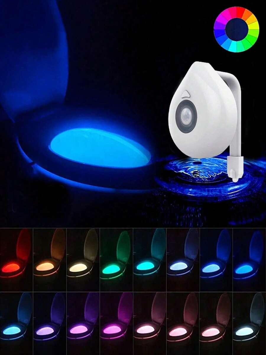 1 Đèn chiếu sáng bồn cầu hình giọt nước, Đèn cảm biến bồn cầu thông minh, Đèn ngủ 16 màu - hình giọt nước mắt - Xem 1