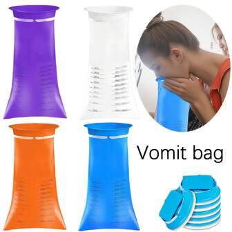 5pcs Portable Disposable Vomit Bags, Car Vomit Portable Emergency Vomit Bags, Self-Driving Travel, Outdoor Emergency Garbage Bags, Suitable For Travel, Car Vomiting, Camping Leakproof, Camping Outdoor Travel Essentials