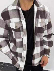 Men's Daily Fashion Versatile Minimalist Plaid Casual Jacket , Fall