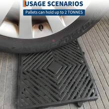 Plastic Pallets For Basement Storage (Set Of 6) - 11.8"X23.6"X1.18" Waterproof Floor Pallets, Ventilated Grid Design, HDPE Heavy Duty Storage Pads For Garage/Kitchen/Outdoor  6Pcs Plastic Pallets, Lightweight Waterproof Floor Pallet, Interlocking With Breathable Grids Storage Pad For Basement Storage, Indoor And Outdoor, Support Up To 2000 Lbs - màu đen - Xem 3
