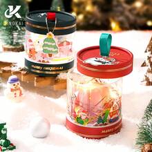 1pc Christmas Apple Box, Red Or Green Paper Tube + Bow Ribbon, Transparent Cartoon Gift Box Elegant Christmas Eve Apple Candy Box, Christmas Decorations - Multicolor - View 3