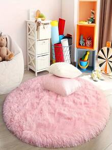 1pc Fluffy Pink Carpet, Plush & Soft, Suitable For Living Room, Bedroom, Bathroom, Game Room, Studio, Decorative Carpet, Holiday Decor, Washable - Pink - View 1