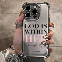 Funda de Teléfono Estética con Citas Cristianas y Poemas Rosados para iPhone 16, 15, 14, 13, 12, 11 Pro Max, X, XR, XS Max, 8, 7 Plus - Funda Transparente Suave a Prueba de Golpes - Colores mixtos 1 - Ver 7