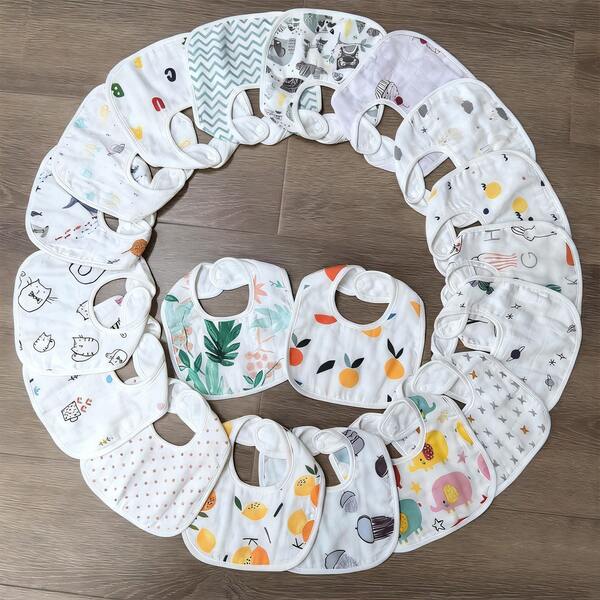 5 peças/10 peças Babadores de Gaze de Algodão para Crianças, Babadores para Baba de Bebê, Design Fofo Adequado para Meninas e Meninos (Padrões Aleatórios)