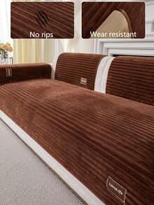 1pc Thick Plush Sofa Cushion Cover, Non-Slip Sofa Protector, Dust-Proof And Dirt-Resistant, Machine Washable, Pet-Friendly, Suitable For All Seasons, Adjustable For Corner Sofa, Bedroom, Office, Living Room, 1/2/3/4 Seater