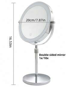 [Lustro do makijażu LED] 8-calowe dwustronne lustro - montowane na ścianie lustro do makijażu z oświetleniem LED, powiększeniem 1x/10x, obrotem o 360 stopni, 3-kolorowym światłem, ekranem dotykowym - odpowiednie do łazienki, sypialni, salonu, wystroju łazienki, jesiennego wystroju, organizera do makijażu, akcesoriów łazienkowych, powrotu do szkoły