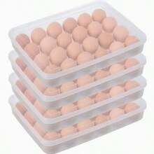 1pc Refrigerator Egg Holder With Cover, Devil Egg Tray Rack, Fridge Egg Organizer, Stackable Plastic Egg Storage Container, Holds 24 Eggs