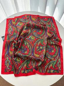 1 chiếc khăn vuông bằng satin 27,6"x27,6", khăn trùm đầu in họa tiết dành cho nữ, có thể dùng làm băng đô, dây buộc tóc, khăn choàng, khăn quàng cổ, phụ kiện thời trang phù hợp với váy, đi biển, đi nghỉ mát. - Hạt điều đỏ lớn - Xem 3