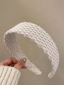 4条/1条，周长38厘米/14.96英寸，黑色、白色、棕色、肤色针织发带，女士时尚百搭高端优雅简约纯色发饰，适合日常佩戴、休闲、派对、通勤、度假、扎马尾辫、盘发、洗脸、化妆、搭配服装等场合。 - 彩色 - 查看 12