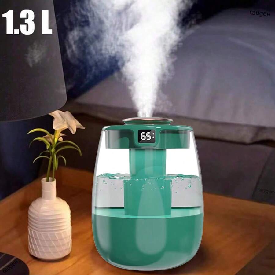 Air Humidifier 1.3L Double Spray Port Aroma Air Aroma Humidifier Essential Oil Diffuser For Home Office Mute With Night Light - Green - View 1