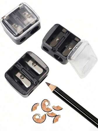 1 Stück Doppelloch Eyeliner & Augenbrauenstift Spitzer, Doppelloch Design Stiftspitzer, kompakter multifunktionaler Stiftspitzer, günstig, Strumpfstopfer, Make-up, Make-up-Utensilien, günstige Sachen, Geschenke, Geschenke für Frauen, Weihnachtsgeschenke