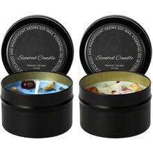 Glitzcharm Velas Aromaticas 2 Piezas Cera de Soja 100 Pura Juego de Velas Aromáticas de Flores Secas Alivio Del Estrés y Relajación Regalo para San Valentín,Cumpleaños(Azul+Verde) - Rojo + Rosa - Ver 12