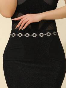 1pc Vintage Metal & Turquoise Fashion Waist Chain, Women's Versatile Dress Belt, Body Jewelry, Christmas Accessory Waist Chain. Suitable For Spring, Summer, Autumn, Winter, Punk Style. - White K - View 5