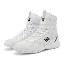 Men's Wrestling Shoes, High-Top Combat Boxing Shoes, Training Shoes, Kickboxing Boots, Muay Thai Shoes, Fitness Martial Arts Shoes, High-Quality Men's Professional Sports Shoes, Comfortable Anti-Slip Durable Breathable Ankle Support Shoes With Textured Soles - White - View 11