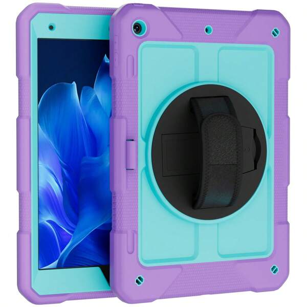 1pc Rotating Turntable Silicone+PC Tablet Case Compatible With IPad 7th/8th/9th Gen 10.2 2019/2020/2021 Case With Stand Hybrid Shockproof Scratch-Proof Case Heavy Duty Solid Military-Grade Case Compatible With IPad 10.2 Inch With 360 Stand-Rotating Hand Strap