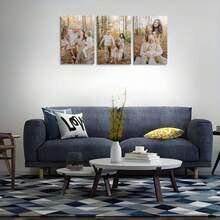 3pcs Personalized Photo Canvas Wall Art Set With Pine Wood Frame - Custom Family Photo Prints For Living Room, Bedroom, Home Office - Ideal Gift For Birthday, Anniversary, Christmas - Customizable Size & Easy Hanging - Pine Wood Frame & Fade-Resistant Ink - Family Portrait, Wedding, Memorabilia Gift Set, Picture Wall Decor, Canvas Wall Art, Room Decor, Wall Decoration - Multicolor - View 6