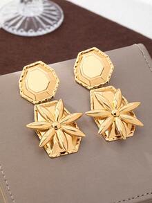 2 piezas Pendientes de aro florales asimétricos exagerados y creativos, adecuados para uso diario y de fiesta de mujeres