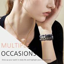 适用于 Fitbit Versa 3/Versa 4 表带/Fitbit Sense/Sense 2 女式表带，手工时尚弹性串珠箭头表带，适用于 Fitbit Versa 4/Versa 3/Sense 2/Sense - 黑色 - 查看 3