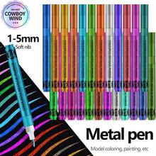 1pc Metallic Highlighter Marker Pen, Soft Tip, Layerable Color, Model Painting, Coloring, Graffiti Pen - Glitter Marker - View 4