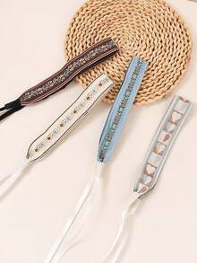 4 件套复古法国花卉条纹印花围巾和头带套装，适合休闲、优雅、日常和约会场合，多功能配饰礼物温暖发带女士头巾冬季发饰 - 彩色 - 查看 8