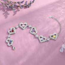 1pc Customized Heart-Shaped Birthstone Bracelet, Mother-Daughter Bracelet, Christmas Gift, Anniversary Gift, Mother's Gift