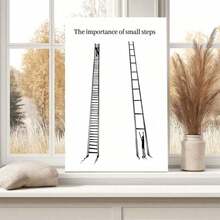 1pc Framed Canvas Wall Art, The Importance Of Small Steps, Motivational Art Print Canvas Poster Painting Room Wall Decor, Ideal Gift For Bedroom Living Room Hallway Dorm, Ready To Hang - 白色 - 查看 4