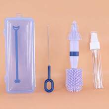 KUNT 1 Set Portable Newborn Baby Bottle Brush Storage Box Kit, Baby Nipple Brush Draining Rack Travel Accessories - Multicolor - View 12