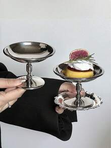 1 件不锈钢高脚杯式甜点杯、布丁碗、冰淇淋碗、摄影道具、影响者风格 - 銀色 - 查看 4