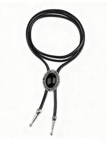 1pc Gothic Cowboy Bolo Tie, Fashion Long Metal Necklace Accessory, Versatile For Daily Wear
