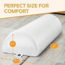 - Almohada de media luna para piernas, rodillas, espalda baja y cabeza, almohada de apoyo lumbar para cama, dormir semienrollable para comodidad de tobillo y pies, funda lavable a mquina, color blanco - ergonómico, terapéutico - Ver 6