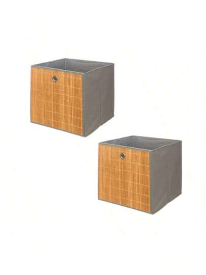 Bloom Store-PACK 2 Panier de rangement carré en bambou, 31 X 31 X 31 Cm