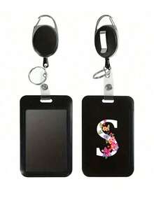 Ví đựng thẻ ID màu đen có kẹp cuộn rút màu đen, in chữ cái đầu tên hoa màu trắng, ví đựng thẻ chống trộm, ví đựng thẻ nhựa cứng có khe xỏ ngón tay cái màu đen, ví đựng thẻ ID có thể mở rộng, bảo vệ thẻ bảo hiểm y tế, bảo vệ thẻ y tế/an sinh xã hội chống thấm nước, ví đựng thẻ đi lại, đựng thẻ ăn, nhỏ gọn, vật dụng thiết yếu hàng ngày, quà tặng ngày lễ, quà sinh nhật, quà mùa thu/đông, quà Giáng sinh. - màu đen - Xem 20