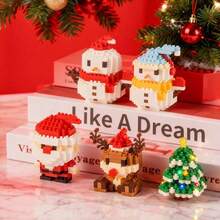 1 pieza Bloques de construcción navideños, Juego de bloques de partículas micro, Bloques de juguete de construcción, Juguete de ensamblaje navideño, Regalo de Navidad, Regalo de cumpleaños, Decoración de escritorio creativa - Multicolor - Ver 6