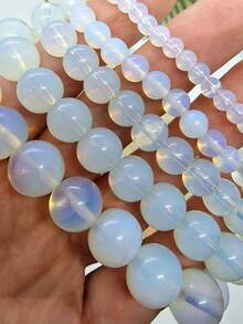 YAUKIA Pulseras de cuentas de piedra de ópalo blanco para mujeres y hombres, pulsera elástica hecha a mano con círculo simple, joyería de curación Reiki, regalo a distancia