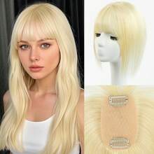 Hair Toppers For Women Real Human Hair, 360°3D Cover Toppers Hairpieces For Women With Thinning Crown Wispy Clip In Bangs Realistic Scalp Hairline  For Halloween And Christmas Parties Dinners Daily Life Travel Etc Suitable - S613 - Xem 1