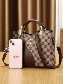 3 قطع/مجموعة حقيبة يد نسائية متعددة الاستخدامات مطبوعة بتصميم أزياء، حقيبة كروس بودي للتسوق والخروجات