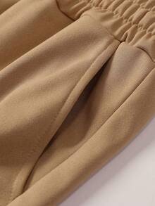 男士修身个性23号印花连帽衫和运动裤套装，时尚休闲运动抽绳腰带裤，适合作为送给丈夫或男友的礼物，春秋季 - 卡其色 - 查看 8