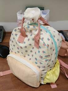 1 Personalized Strawberry Backpack Bag Cute And Compact Gift Cart Bag Back To School Gift. Canvas Backpack, Available In Two Sizes, Is Suitable For Travel, Travel, Shopping, School, And Work School Bag Bookbag